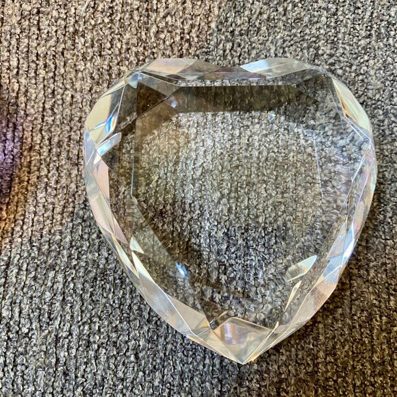 Lead Crystal Hearts Clear & Pink 3" T x 3.3 W Beautiful - Picture 3 of 4